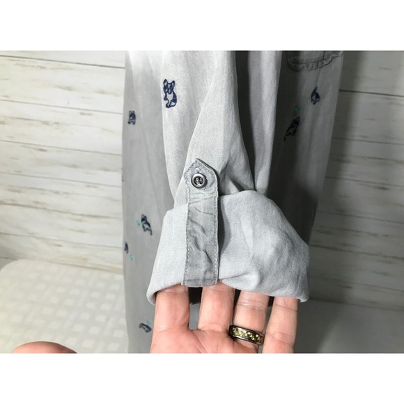 BILLY T LARGE Womens Long Button Shirt 100% LYOCELL Embroidered PUG DOG Hearts - Picture 13 of 16